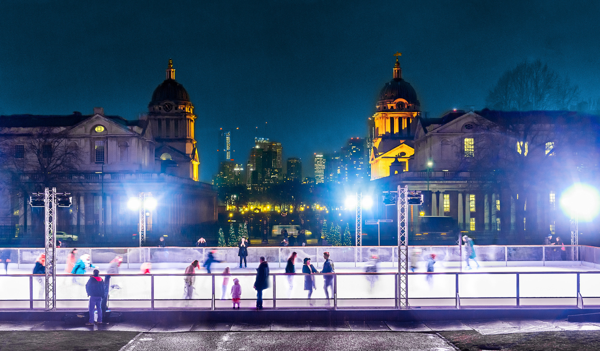 Queen's House Ice Rink at Night